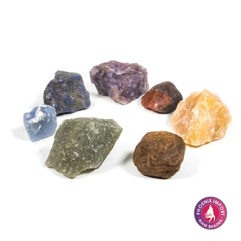 7 Chakra-Steine im Baumwolltäschchen