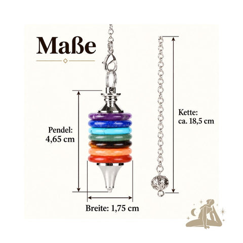Chakra-Pendel mit sieben farbigen Ringen und Kette