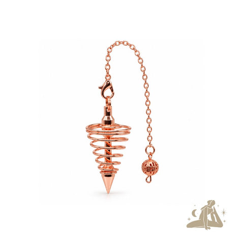 Spiralpendel aus kupferbeschichtetem Metall mit Kette - Traumhaft schön