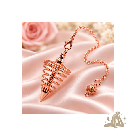 Spiralpendel aus kupferbeschichtetem Metall mit Kette - Traumhaft schön