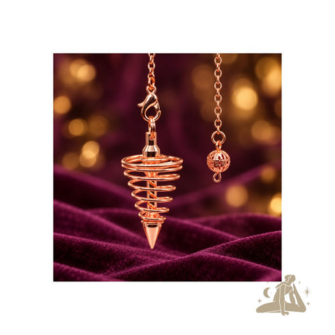 Spiralpendel aus kupferbeschichtetem Metall mit Kette - Traumhaft schön