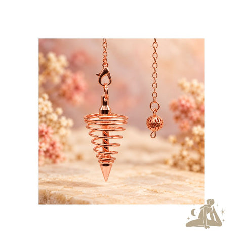 Spiralpendel aus kupferbeschichtetem Metall mit Kette - Traumhaft schön