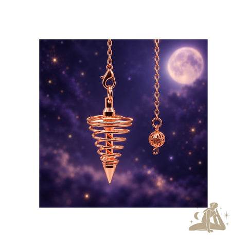 Spiralpendel aus kupferbeschichtetem Metall mit Kette - Traumhaft schön