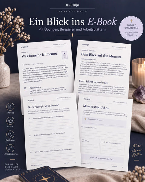 Orakelkarten Lernen - E-Book – 30 Übungen & Journal (104 S.)